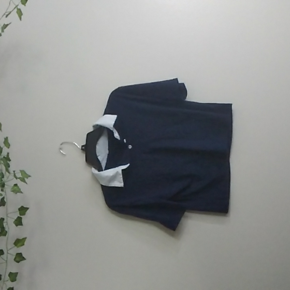 SHEIN Navy Collared Crop Top
